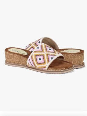 Diba True "Sun Catcher" Beaded Low Wedge Sandals 9
